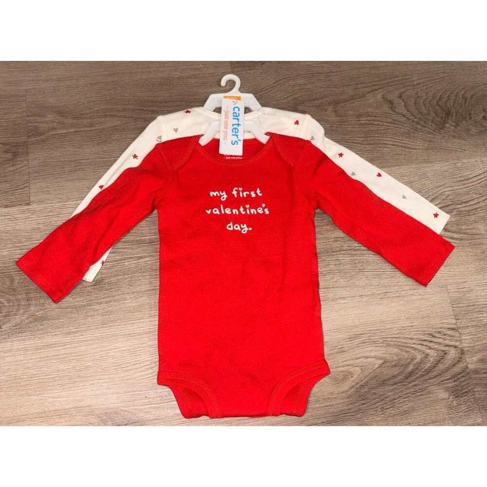 Baby Girl 9 months 2pack Valentines onesie NWT‎